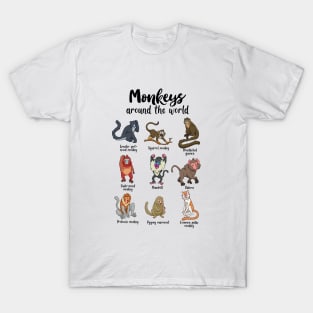 Monkeys of the world - Types of Monkeys T-Shirt